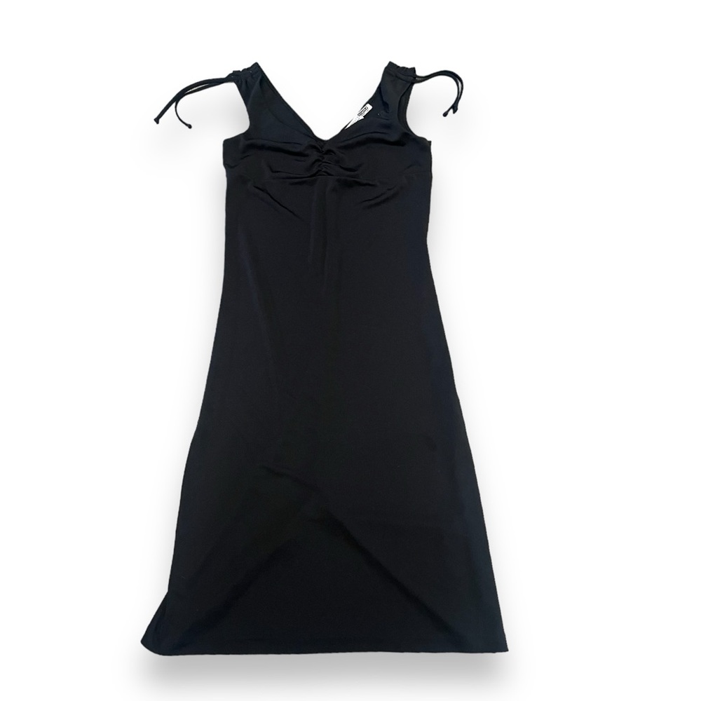 Black medium frilly body con midi office siren dress necessary objects
